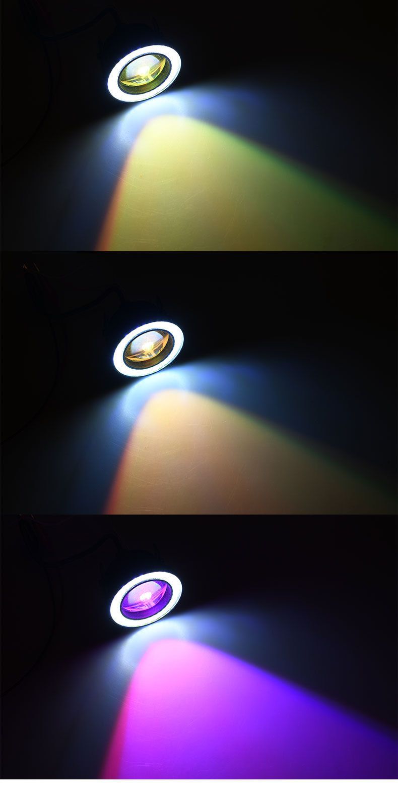 kuuma myynti LED enkelisumuvalo RGB kaukosäädin etusumuvalo 3,0/3,5 tuuman cob demon angel eye_voghion.com