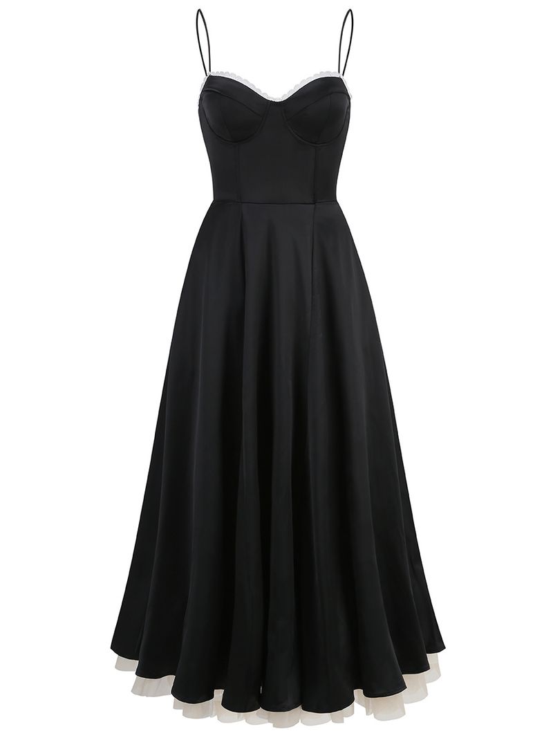 Gonna lunga da donna con bretelle sexy, in rete rigida, con gonna ampia, per temperamento, sottile_voghion.com
