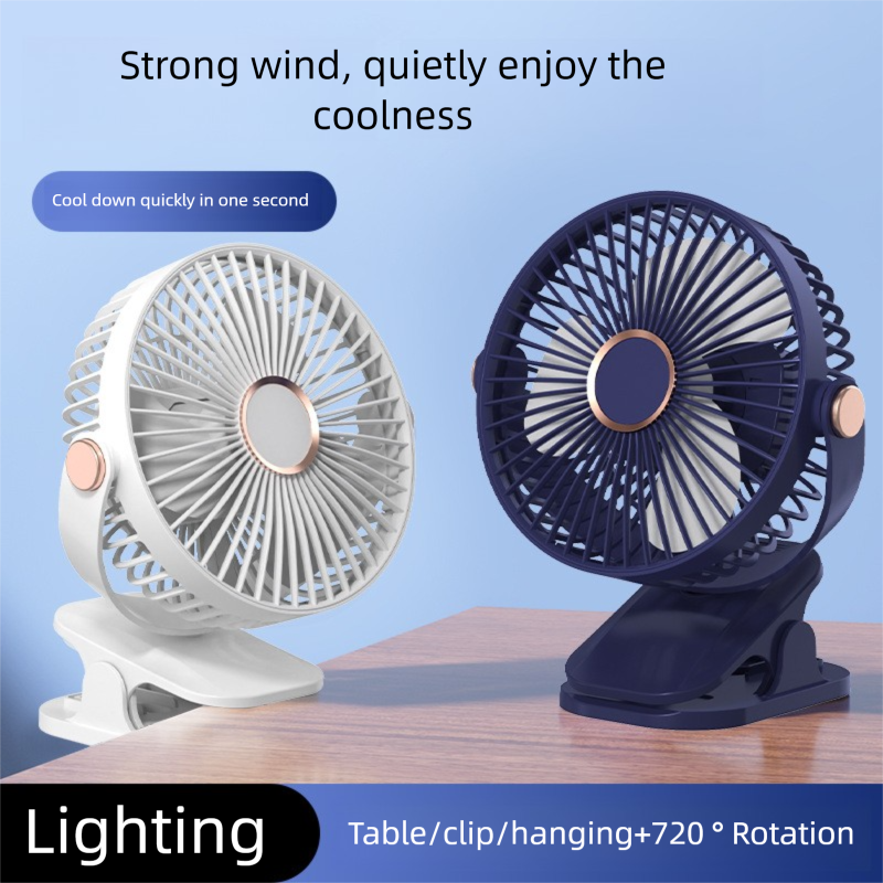 USB Clip Fan, Small Rechargeable Desktop Electric Fan, Strong Wind Silent Operation For Office, Dormitory, Bedside_voghion.com