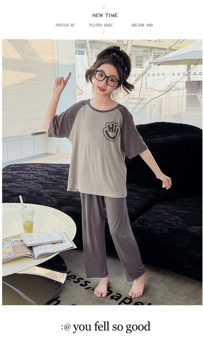 Pyjamas Kinder Sommer Klasse A Modal Kinderhaus Kleidung Anzug Kinder und Mädchen Pyjamas Damen Sommer_voghion.com