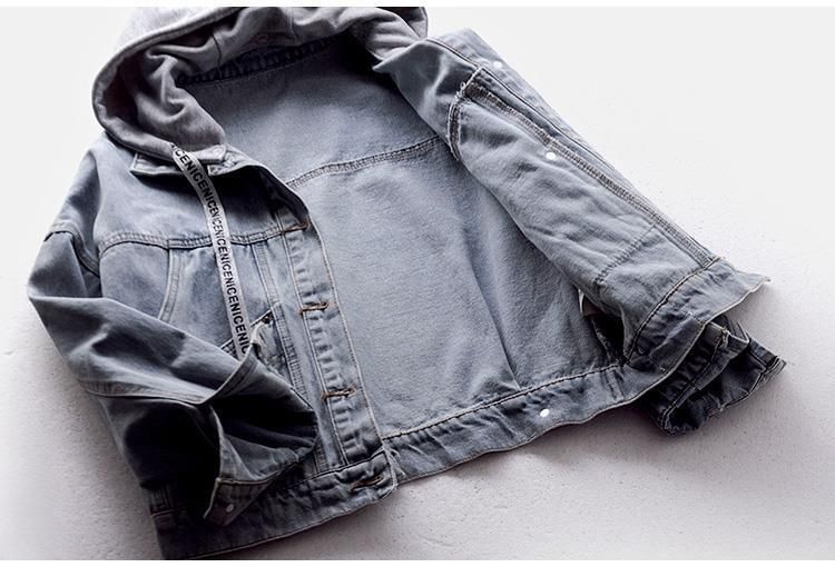Jeansjacke für Studentinnen im koreanischen Stil, lockerer Kurzmantel, langärmelige Kapuzenjacke, mehrere Taschen, All-Match-Oberteile, Herbst und Winter_voghion.com