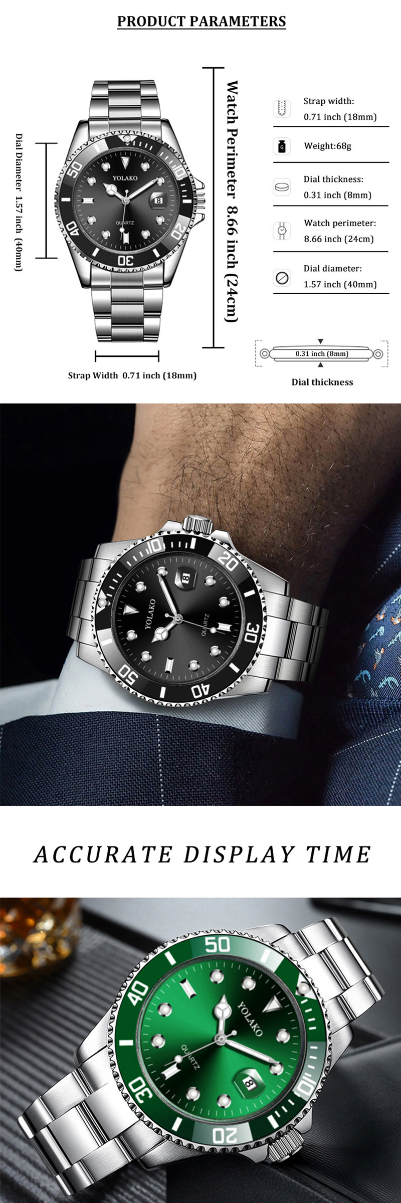 Herrklocka Water Ghost New Luxury Business Watch Herr Vattentät Date Grön Urtavla Klocka Mode Herrklocka_voghion.com