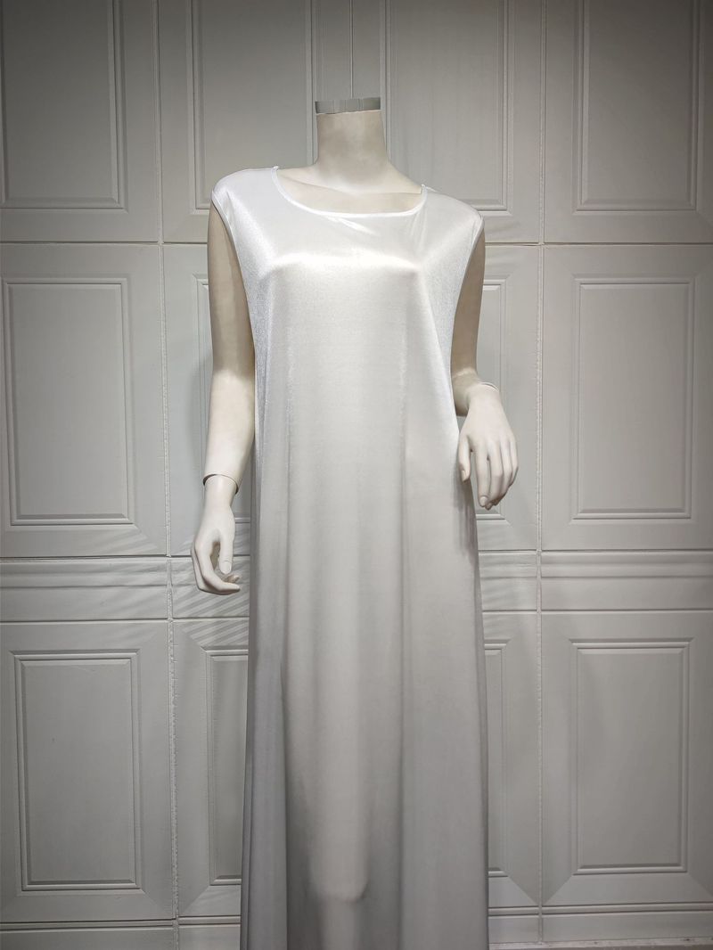 Vêtements pour femmes, jupe longue diamant tendance moderne, robe en satin doux à la taille, vêtements d'intérieur blancs, abaya_voghion.com