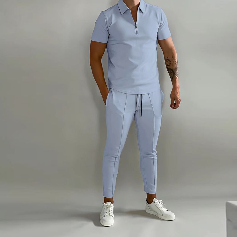 Men's Basic Solid Color Casual Sports Suit_voghion.com