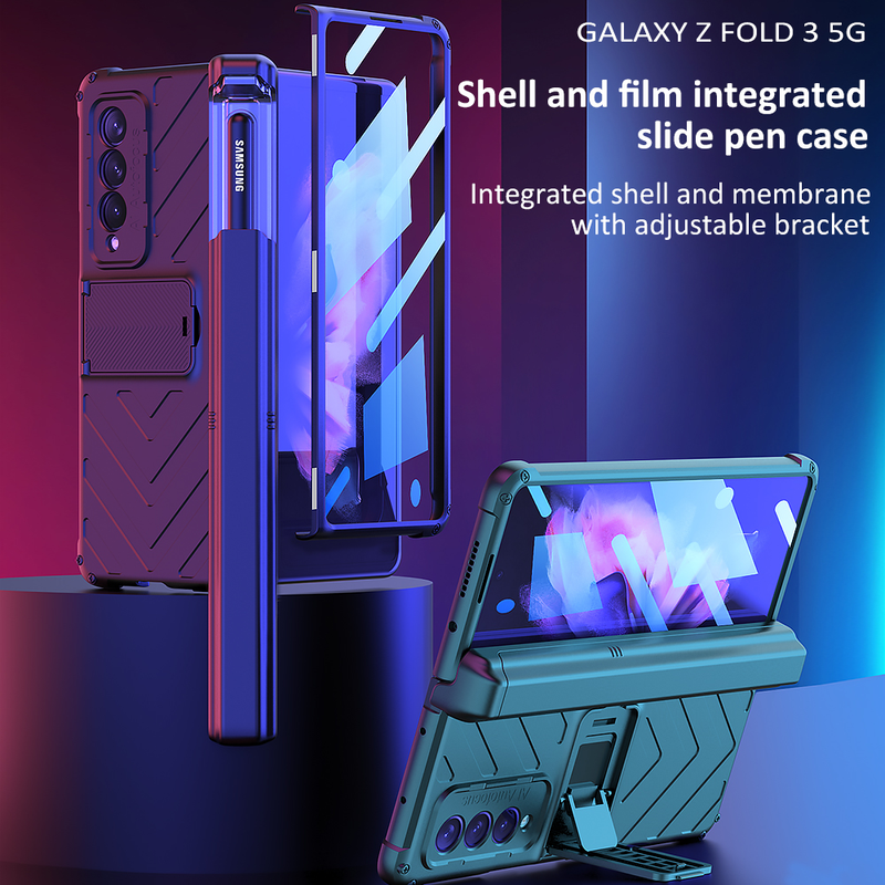 Hinge Protection Magnetic Case for Samsung Galaxy Z Fold G Built in S Pen Slot Hidden Kickstand Front S lot_voghion.com