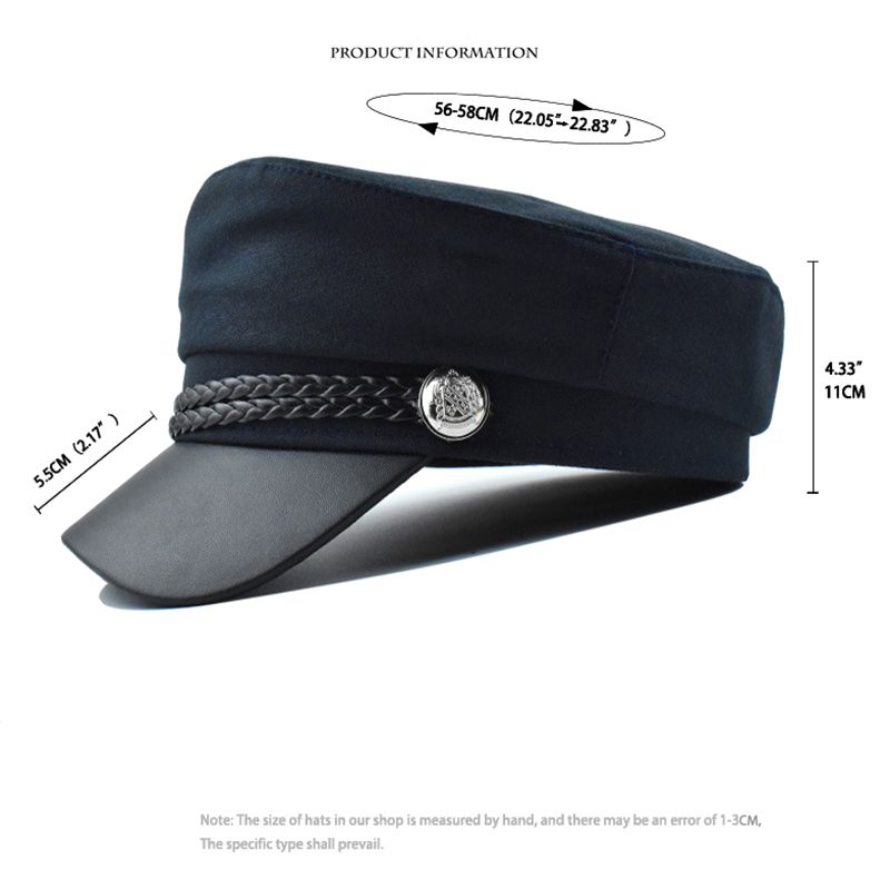 Neuheiten Wintermode Schwarze Militärmützen Hüte Für Frauen Weibliche Flache Armee Salior Hut Mädchen Reise Baskenmützen Damen Maler Kappe_voghion.com