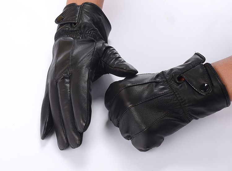 Herrenhandschuhe Echte Lederhandschuhe Herbst und Winter Plus Samt Warme Handschuhe Aus Reinem Schaffell Winddichte Kältefeste Outdoor-Fahrradhandschuhe_voghion.com