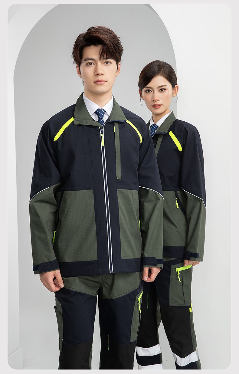 Strapazierfähiges Arbeitskleidungsset für Herren – reißfester Polyester-Overall für Bau-, Bergbau- und Elektroarbeiter (Armeegrün/Marineblau/Mittelgrau)_voghion.com