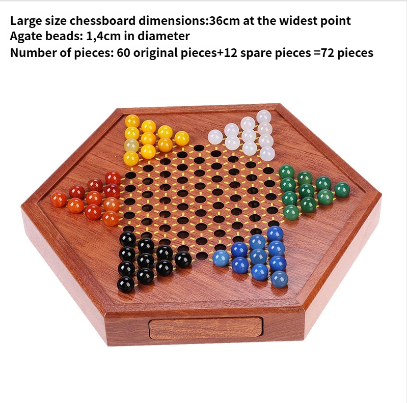 Stesso stile Cassetto di lusso Facile da riporre Legno massello Palissandro Dama cinese Perline acriliche Scacchi educativi_voghion.com