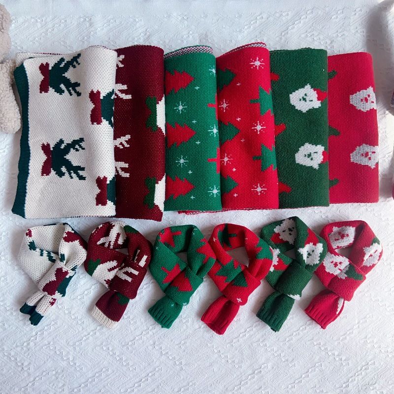 Haustier Neujahr Rot Weihnachtsgeschenk Hundeschal Verdickter Vielseitiger Herbst Winter Halswärmer Eltern-Kind-Set Ins_voghion.com