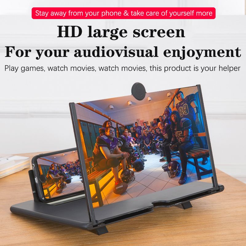 10 Inch 3D Mobile Phone Screen Magnifier HD Video Amplifier Stand Bracket with Movie Game Magnifying Folding Phone Desk Holder_voghion.com