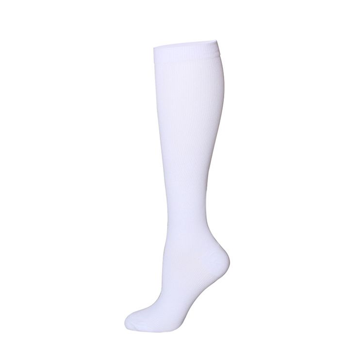 Calcetines largos de compresión para deportes al aire libre para hombre y mujer, transpirables, de color sólido, elásticos, para ciclismo y correr._voghion.com
