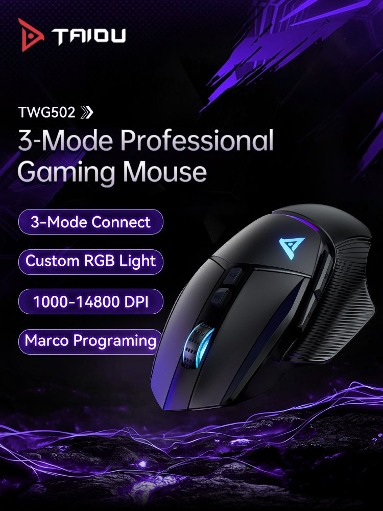 Mysz bezprzewodowa TAIDU TWG502 2.4G Bluetooth przewodowa 3-trybowa 14800 DPI lekka do komputerów stacjonarnych i laptopów dla graczy_voghion.com