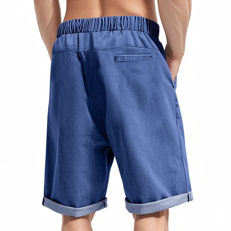 Herren Neue gewaschene einfache Shorts Casual Sports Loose Cotton Denim Fünf-Minuten-Hosen_voghion.com