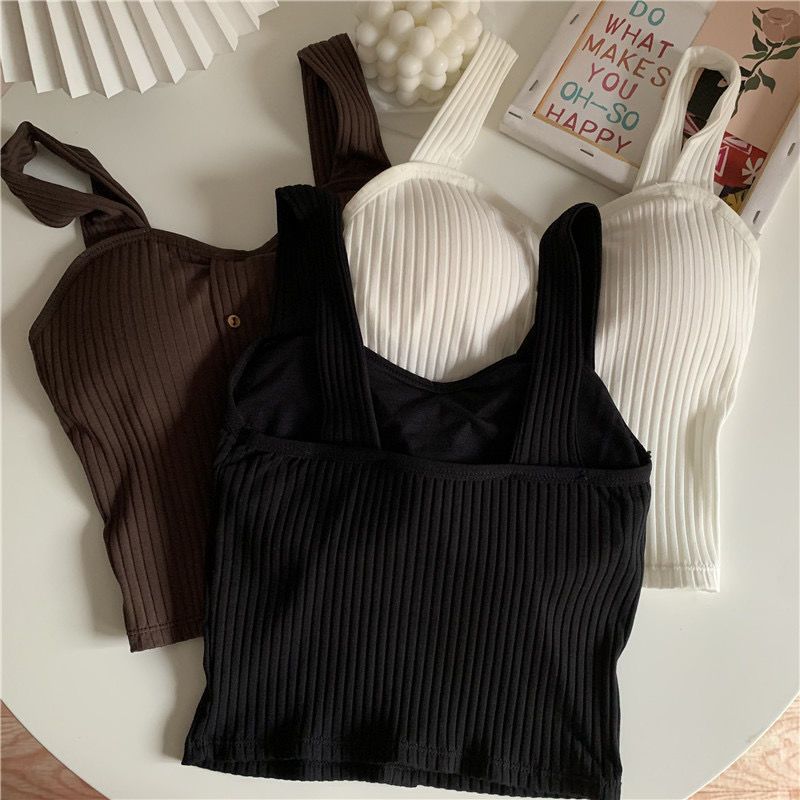 Damenbekleidung Schöner Rücken Kleine Sling Chic Weste Damen Herbst Süße Kühle Dünne Oberbekleidung Neuer Stil Mit Brustpolster Bottoming Top_voghion.com