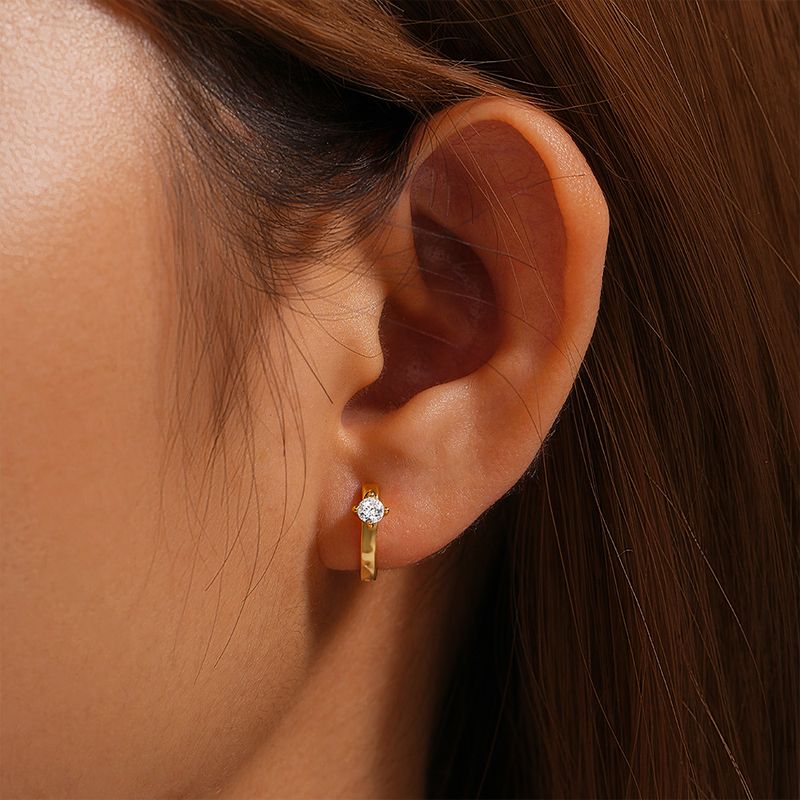 Women's Jewelry Simple S925 Sterling Silver Classic Light Luxury Personality Double Row Diamond Earrings Huggie Earring_voghion.com