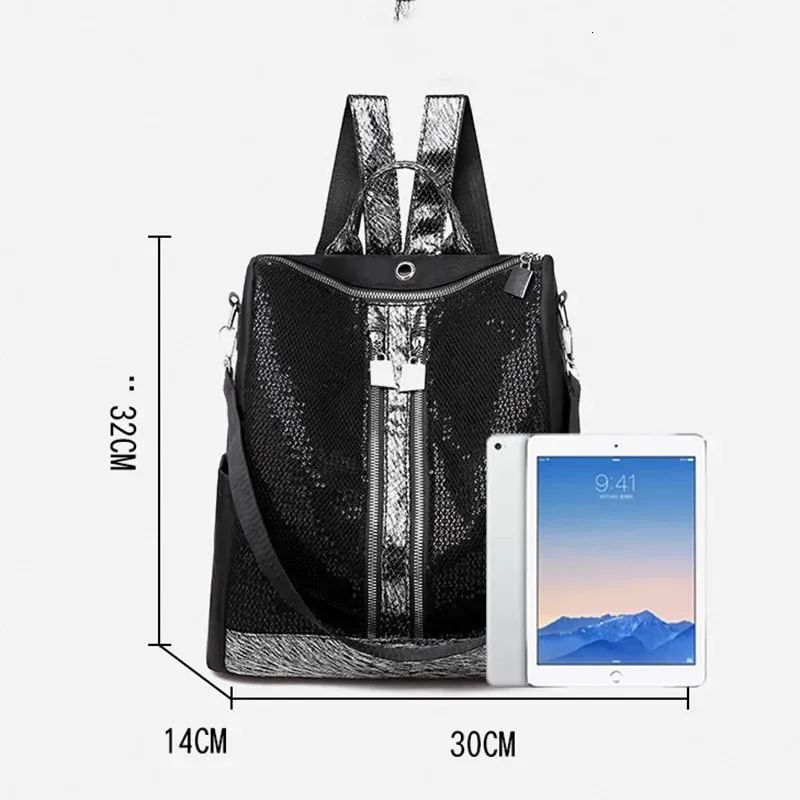 Zaino con paillettes per ragazze adolescenti, alla moda, con brillantini, per studenti, scuola, viaggi, tracolla, mochilas 250514_voghion.com