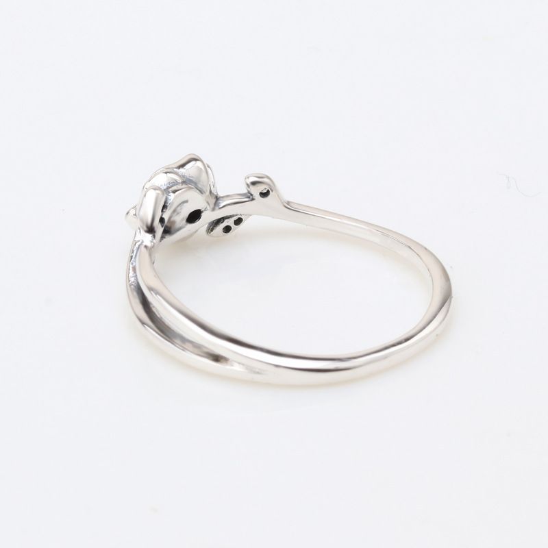 Silver Plated Rose Petal Ring Oxidized Black Copper Zirconia Jewelry EU Sizes 50-60 Travel Souvenir Gift For Women_voghion.com