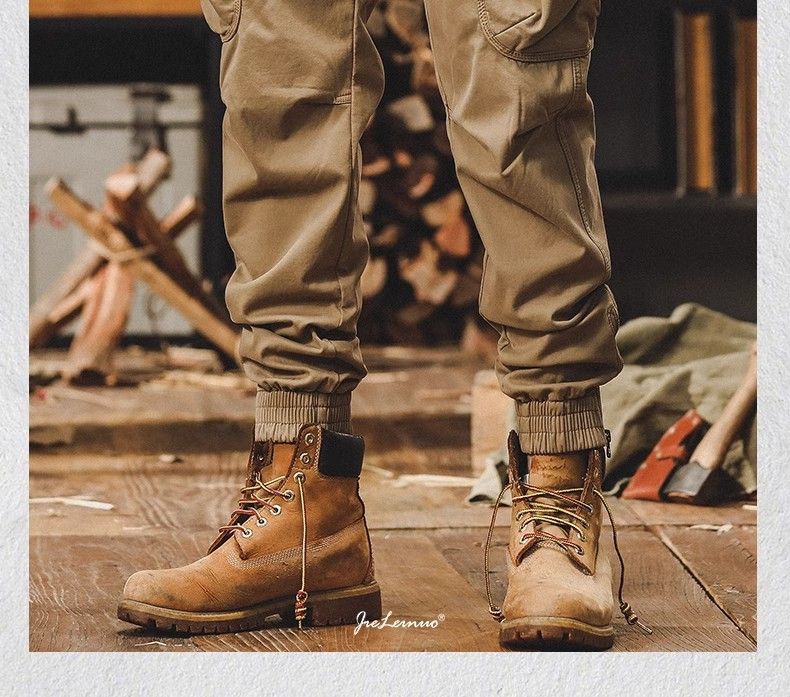 Vintage-Arbeitshose für Herren – Schwere taktische Cargohose mit Reißverschlussbündchen, Multi-Taschen-Design und Stretch-Stoff für Herbst und Winter_voghion.com