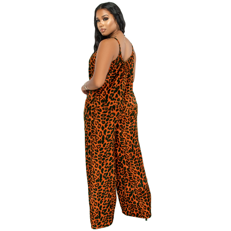 New Summer Leopard Print Casual Plus size Jumpsuit_voghion.com