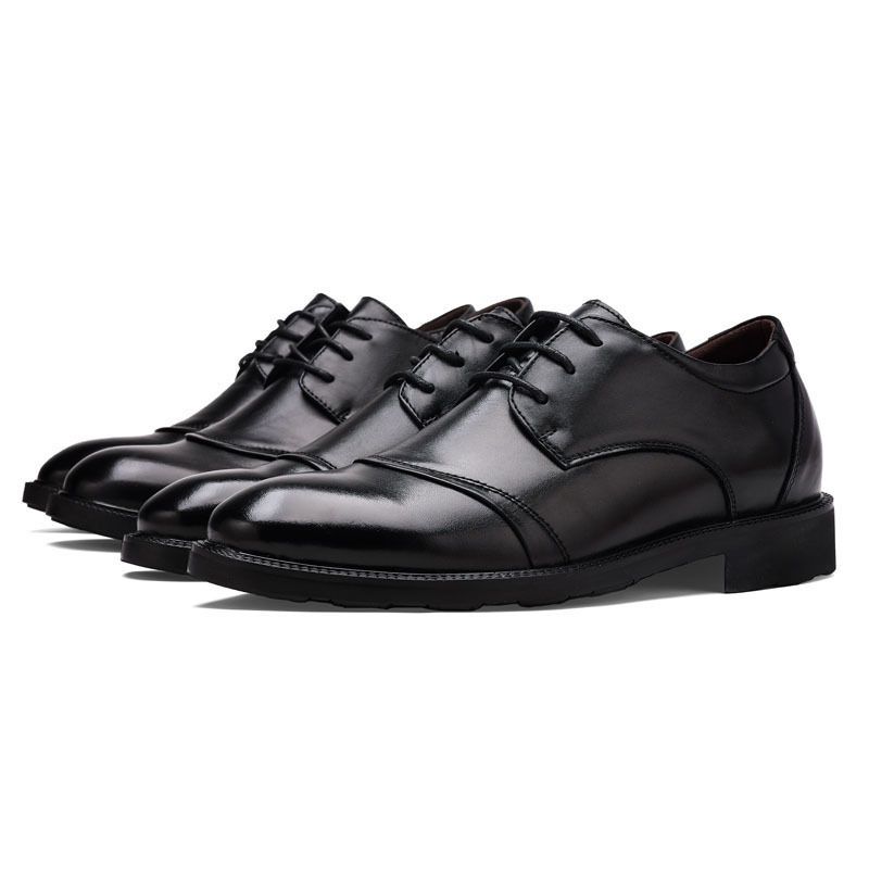 Unbeatable Quality Men's Business Formal British Lace Up Top Layer Cowhide Pointed Men's Shoes, Leather Inner Height Shoes_voghion.com