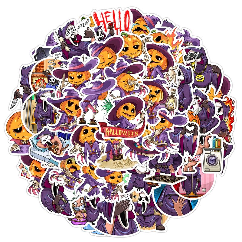 Stickers 50 Ghost And Pumpkin Head Graffiti Stickers Water Cup Computer Waterproof Decorative Stickers Halloween Stickers_voghion.com