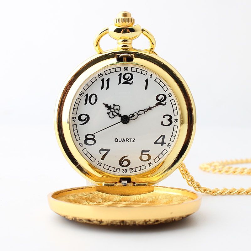 Taschenuhr mit Doppeladler-Motiv, für Männer und Frauen, große Quarzkette_voghion.com