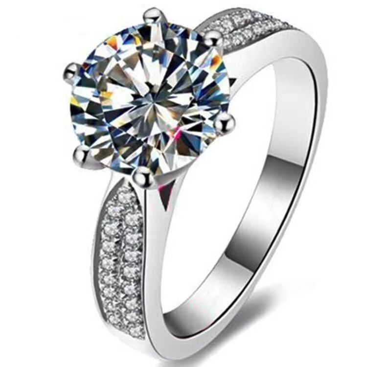 Moissanite Ring Klassische Sechs-Zinke Ein Karat Einstellbare Paar Ringe Für Frauen Live-Streaming_voghion.com