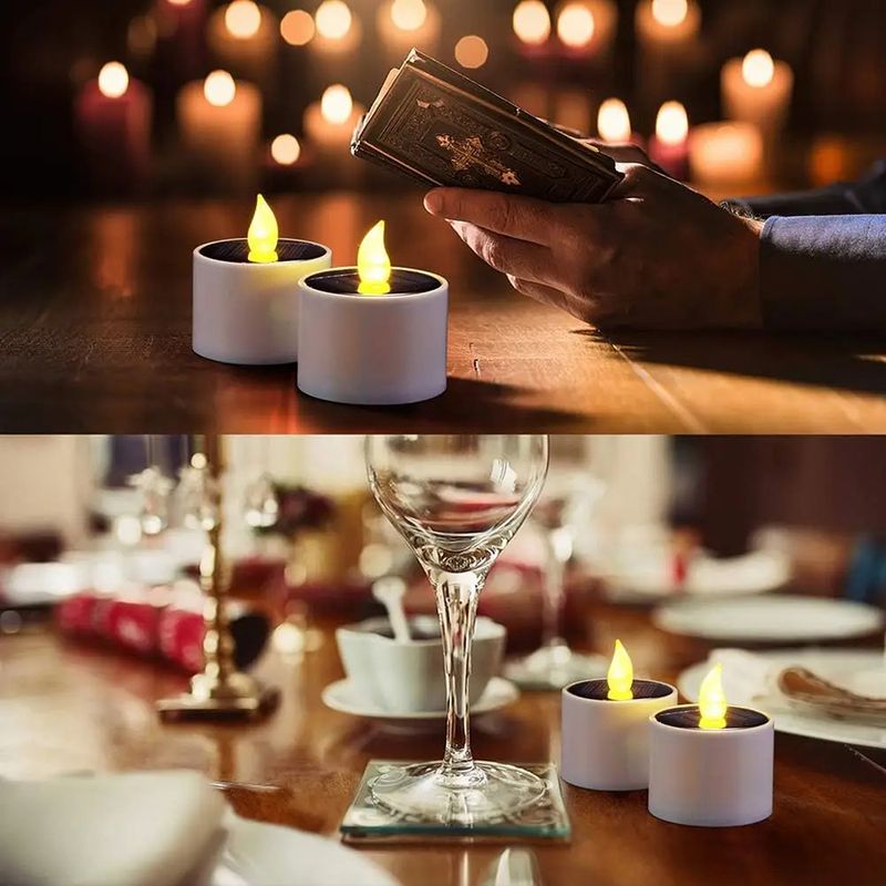 1-6PCS Solar Tea Light LED Candles Outdoor Waterproof Flameless Solar Tea Lights Rechargeable Candles For Party Garden Home Deco_voghion.com