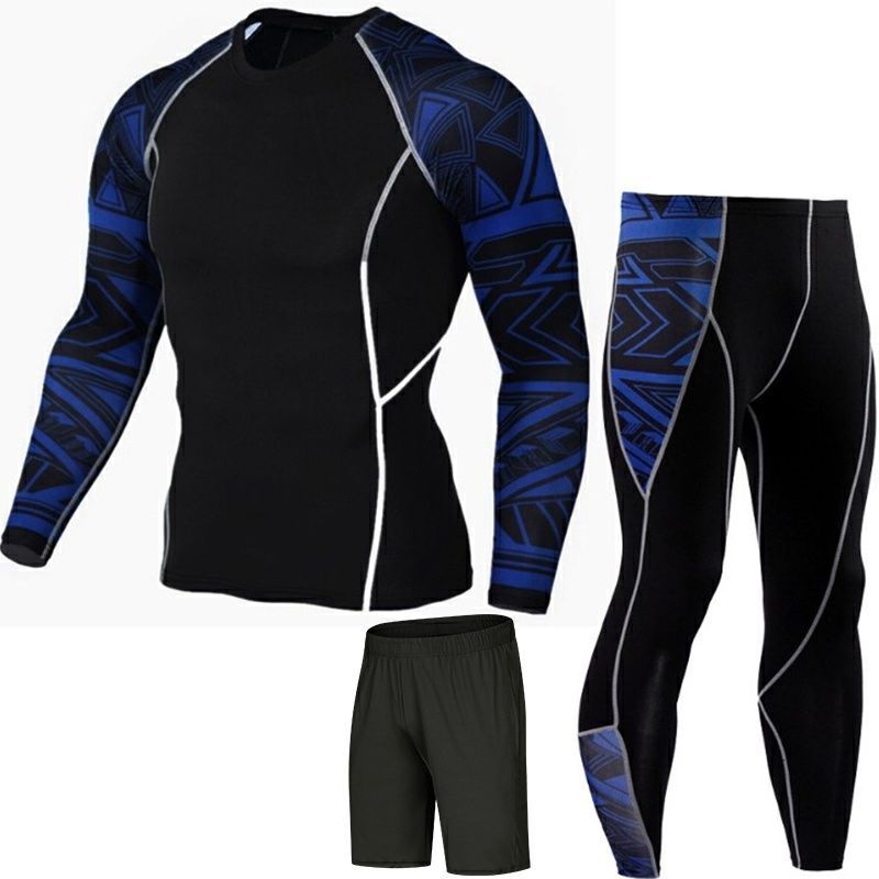 Men's Sports Fitness Clothing Sweat-wicking Running Marathon Tight-fitting Quick-drying High Elastic Two Three_voghion.com