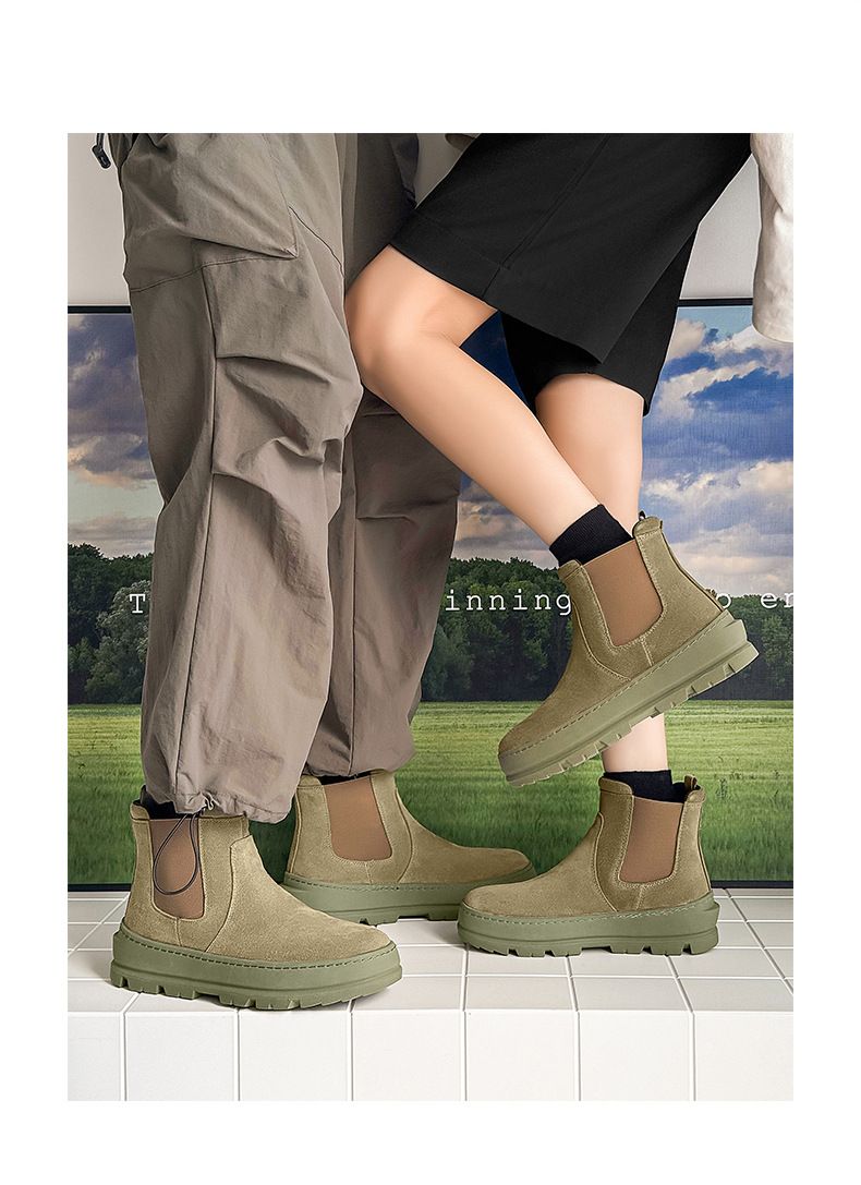 Couple Casual Chelsea Boots Thick-soled Height Increasing Tooling Boots Sleeve Martin Boots_voghion.com