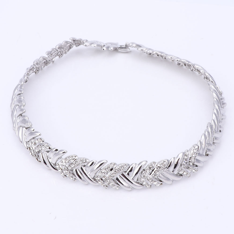 Dubai Silver Color Crystal Bridal Gift Nigerian Wedding Accessories Jewelry Sets statement Brand set_voghion.com