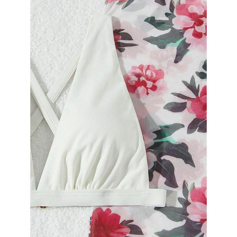 2025 Nowy drukowany strój kąpielowy plażowy trzyczęściowy zestaw dla kobiet, strój kąpielowy bikini na gorące wiosenne wakacje_voghion.com