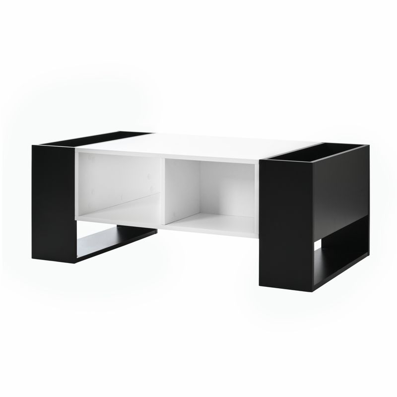 Divano moderno 105x60x40.5 Cm In Schwarz-Weiß, Hochglänzend, Mit Schublade Und 4 Fächern_voghion.com