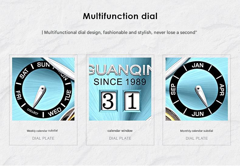 GUANQIN Tourbillon Mechanische Multifunktionale Luxus Herren Armbanduhr Leuchtend Wasserdicht Lederband Automatik Uhr Saphir_voghion.com