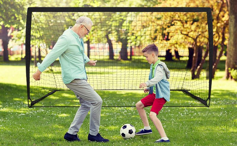 Poartă de fotbal portabilă 9x5ft cu plasă - Poartă de fotbal pliabilă cu instalare rapidă (2,7m x 1,5m)_voghion.com