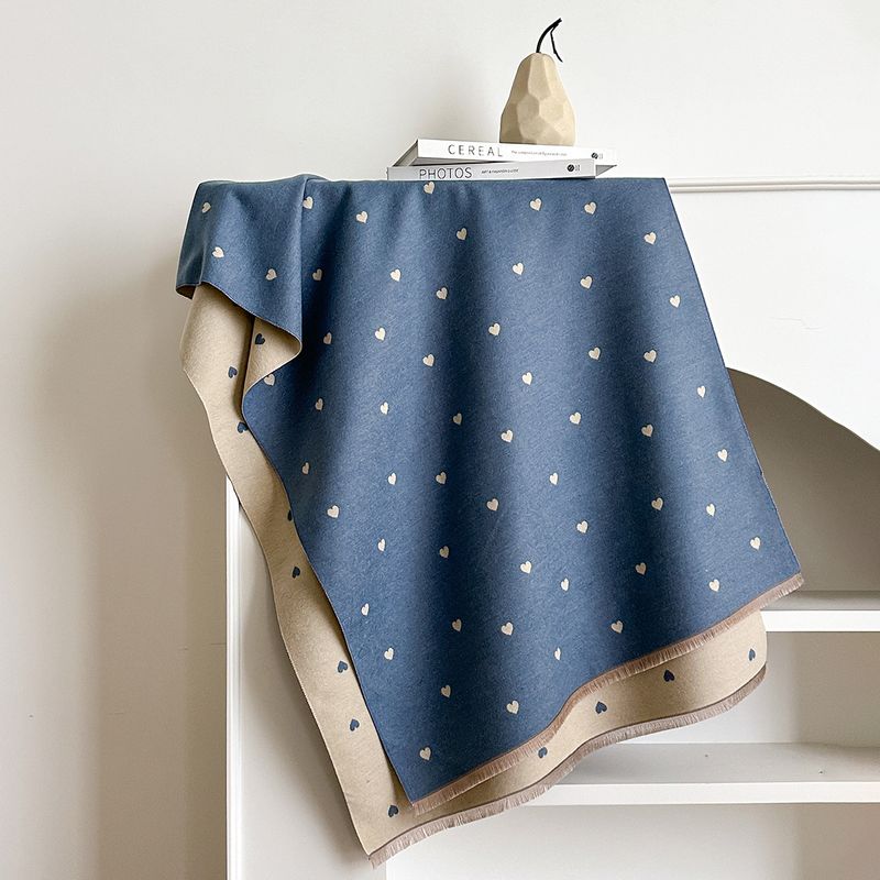 Autumn And Winter Heart-pattern Color-block Fashion Double-sided Warm Scarf, Air-conditioning Neck Warmer, Shawl_voghion.com