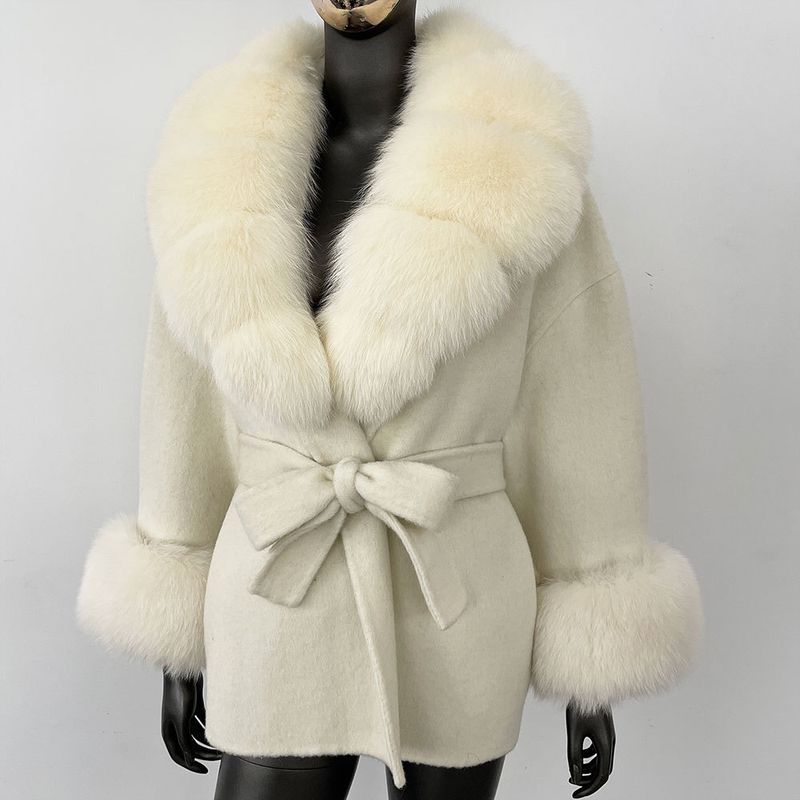 Luxuriöser doppelseitiger Wollmantel mit Fuchspelzkragen – Übergroßer Damen-Wintermantel, eleganter mittellanger Trenchcoat für Freizeit und Büro_voghion.com