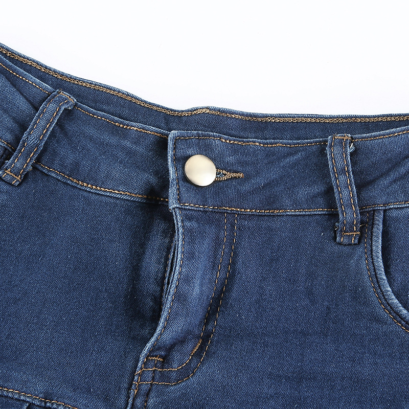 Women's Clothing Half Length Denim Skirt Sexy Two Piece Stretch Denim Skirt_voghion.com