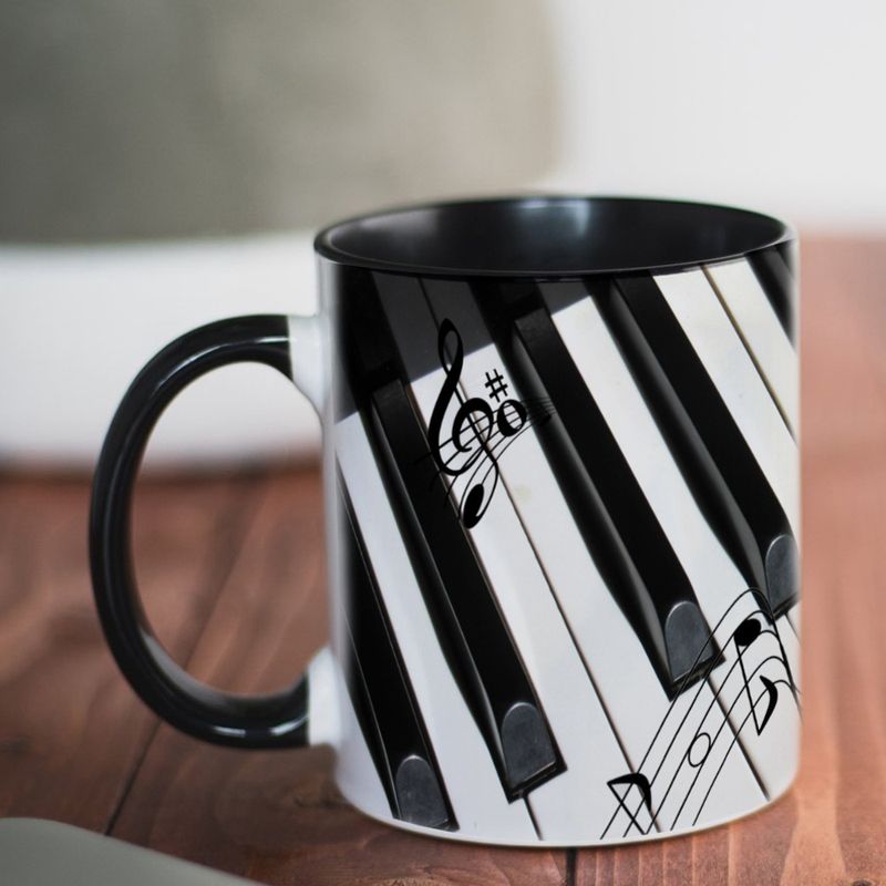 Nieuwe gitaar, piano, viool, drumstandaard, Guzheng, binnenkleur, zwarte keramiek 350 ml, muziekliefhebber_voghion.com