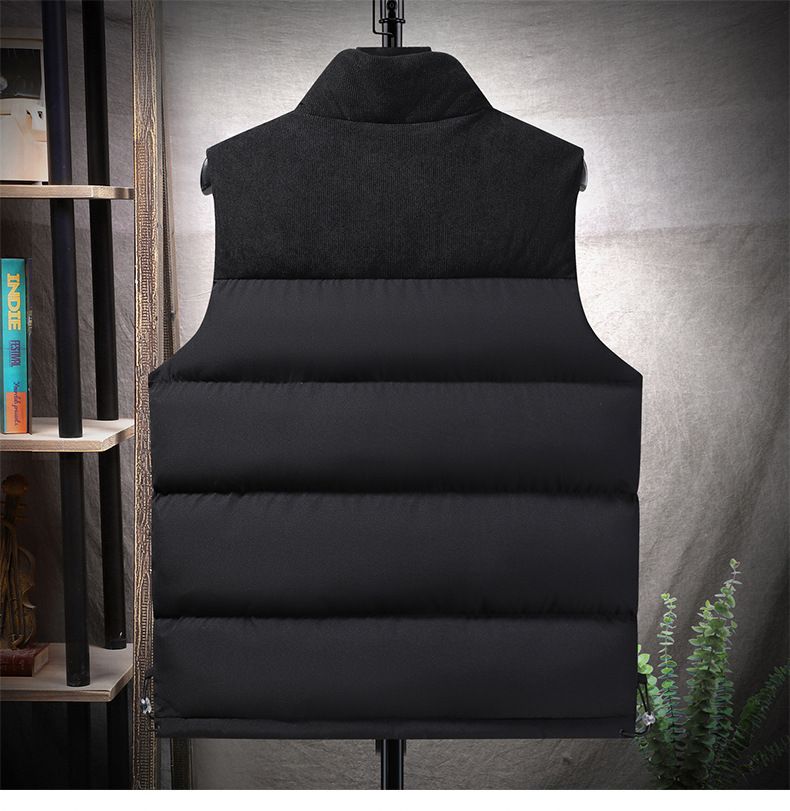Couple stand up collar vest versatile corduroy splicing thick style autumn and winter trendy warm jacket of high quality_voghion.com