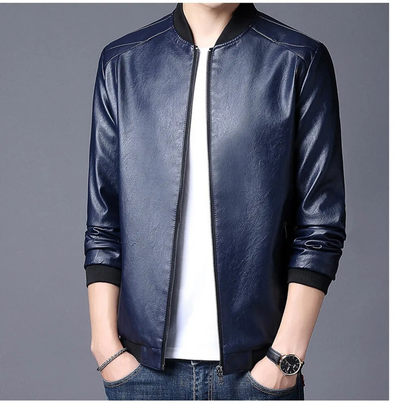 Oversized autumn standing collar, for men with fat guy jacket, youth motorcycle leather jacket_voghion.com