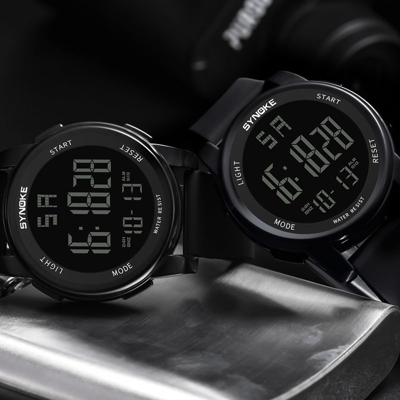 SYNOKE Outdoor Sports Men's Electronic Watch 5Bar Swimming Waterproof Simple Mti-Function Large Screen Luminous_voghion.com