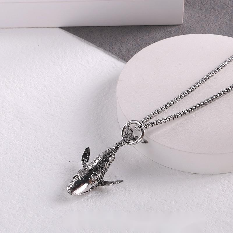 Trendy Street Hip-hop Whale Necklace, Internet Celebrity Personality, Trendy Fish Shaped Sweater Pendant, Couple, Male_voghion.com