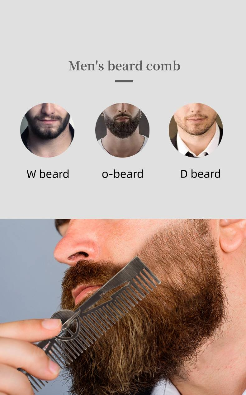 Set per la cura della barba da uomo Barba aliena in lega di zinco Pettine in acciaio con testa a olio Spazzola con setole a strisce_voghion.com
