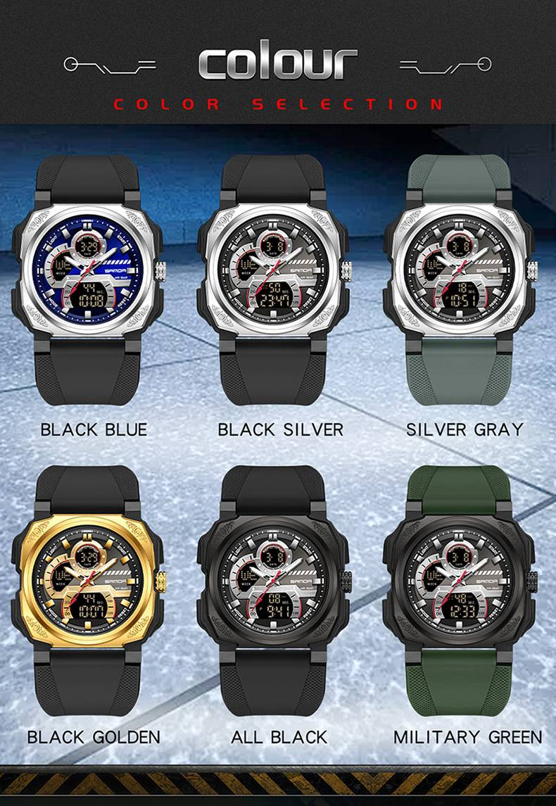 Orologio elettronico al quarzo da uomo, multifunzione, impermeabile, con sveglia, orologio da studente, orologio sportivo digitale quadrato alla moda_voghion.com