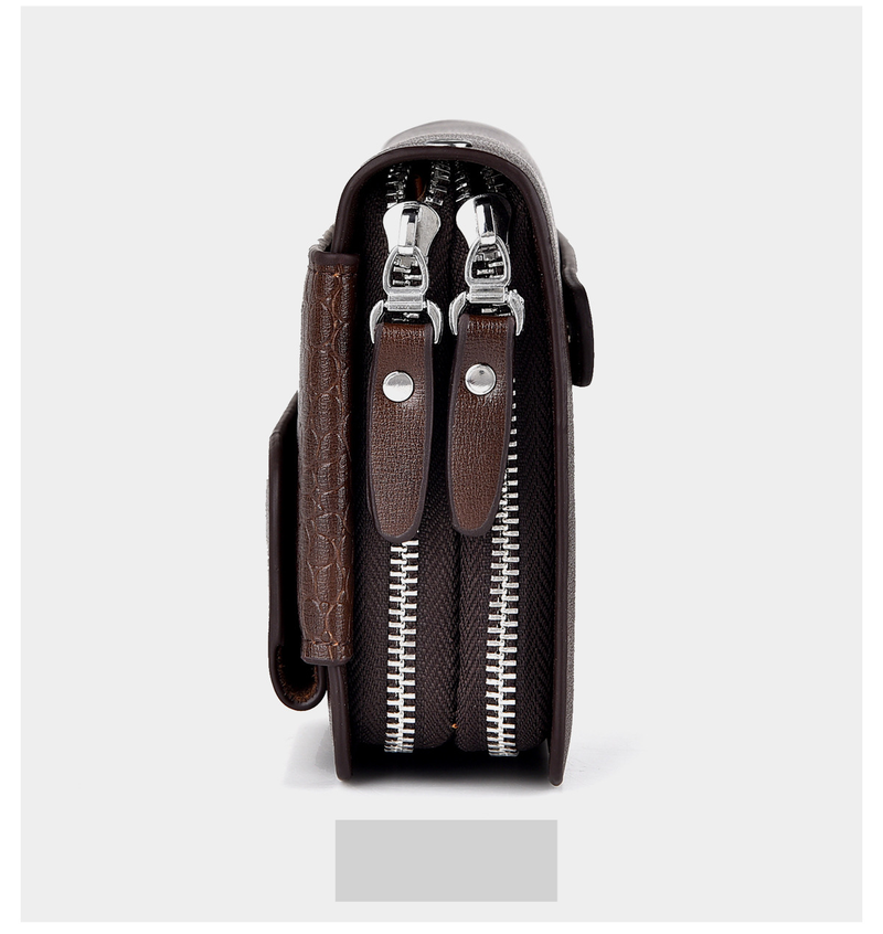 Men's Wallet Business Retro Men's Long Leather Clutch Bag Large Capacity Wear Resistant Multi Card Slot Zipper Men's High End Wallet_voghion.com