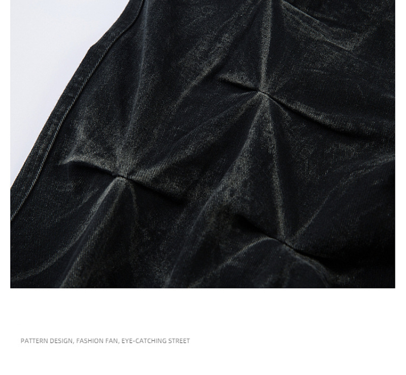 Handcrafted Vintage Waxed Jeans For Men & Women – Distressed Straight-Leg Denim Pants With Unique Stitching (Black, M/L/XL)_voghion.com