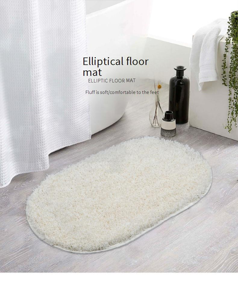 Tapete de banho de poliéster flocado ultramacio - Tapete oval antiderrapante e absorvente para banheiro, cozinha, entrada e muito mais, lavável à máquina, cor sólida moderna_voghion.com