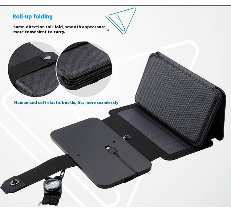 Portable Solar Charger Foldable Power Bank With 4/5 Panels, 10W Output, 5V USB For Outdoor Camping, Hiking, Emergency_voghion.com